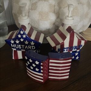 Boston Warehouse Star-Spangled Condiment Dispensers - Red, White, and Blue